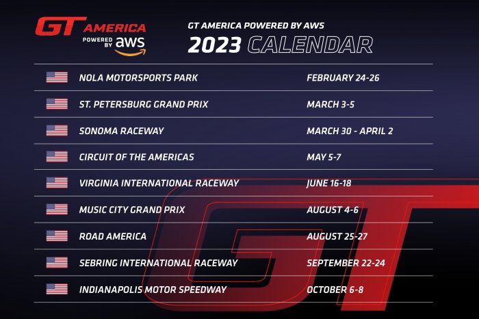 SRO Motorsports America Announces Action Packed 2023 Race Schedule
