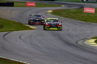 #120 Porsche 718 Cayman GT4 CS MR of Adam Adelson, Premier Racing, GT America Powered by AWS, GT4, SRO America, Virginia International Raceway, Alton, VA, June 2021. | Brian Cleary/SRO