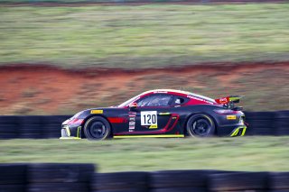 #120 Porsche 718 Cayman GT4 CS MR of Adam Adelson, Premier Racing, GT America Powered by AWS, GT4, SRO America, Virginia International Raceway, Alton, VA, June 2021. | Brian Cleary/SRO
