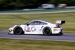#32 Porsche 911 GT3R (991.2) of Kyle Washington, GMG Racing, GT America Powered by AWS, SRO3, SRO America, Virginia International Raceway, Alton, VA, June 2021. | Brian Cleary/SRO