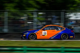 #119 BMW M4 GT4 of Sean Quinlan, Stephen Cameron Racing, GT America Powered by AWS, GT4, SRO America, Virginia International Raceway, Alton, VA, June 2021. | Fabian Lagunas/SRO