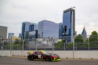 #120 Porsche 718 Cayman GT4 CS MR of Adam Adelson, Premier Racing, GT America Powered by AWS, GT4, SRO America, GT America, Nashville, TN, Aug 2021. | Brian Cleary/SRO