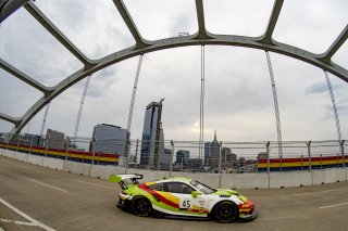 #45 Porsche 911 GT3-R of Charlie Luck, Wright Motorsports, GT America Powered by AWS, SRO3-M, SRO America, Music City Grand Prix, Nashville, TN, Aug 2021. | Brian Cleary/SRO