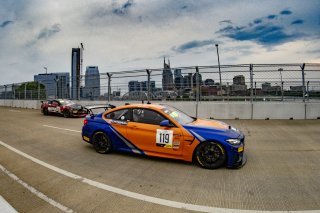 #119 BMW M4 GT4 of Sean Quinlan, Stephen Cameron Racing, GT America Powered by AWS, GT4, SRO America, GT America, Nashville, TN, Aug 2021. | Brian Cleary/SRO