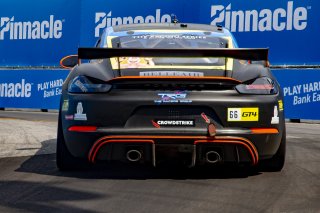 #66 Porsche 718 Cayman GT4 CLUBSPORT MR of Derek DeBoer, TRG, GT America Powered by AWS, GT4, SRO America, GT America, Nashville, TN, Aug 2021.
 | Brian Cleary/SRO