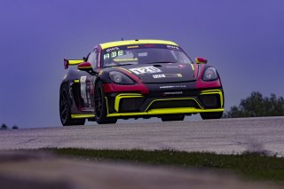 #120 Porsche 718 Cayman GT4 CS MR of Adam Adelson, Premier Racing, GT America Powered by AWS, GT4, SRO America, Road America, Elkhart Lake, WI, Aug 2021. | Brian Cleary/SRO