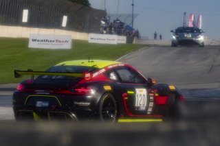 #120 Porsche 718 Cayman GT4 CS MR of Adam Adelson, Premier Racing, GT America Powered by AWS, GT4, SRO America, Road America, Elkhart Lake, WI, Aug 2021. | Brian Cleary/SRO