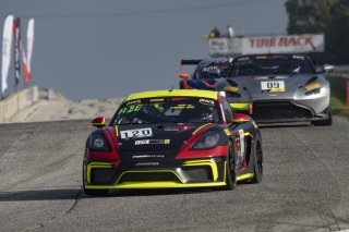 #120 Porsche 718 Cayman GT4 CS MR of Adam Adelson, Premier Racing, GT America Powered by AWS, GT4, SRO America, Road America, Elkhart Lake, WI, Aug 2021. | Brian Cleary/SRO