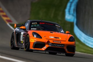#619 Porsche 718 Cayman GT4 CS MR of Alain Stad, Stephen Cameron Racing, GT America Powered by AWS, GT4, Watkins Glen International Raceway, Watkins Glen, NY, September 2021. | Fabian Lagunas/SRO