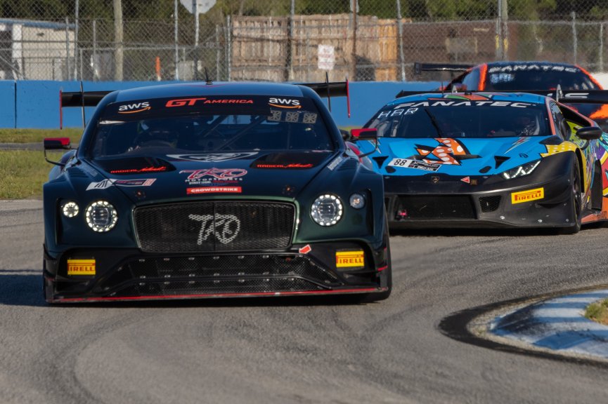 #101 Bentley Continental GT3 of Memo Gidley, TKO with Flying Lizard Motorsports, GT America Powered by AWS, SRO3, SRO America, Sebring International Raceway, Sebring, FL, September 2021.
