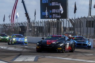 #50 Aston Martin Vantage GT4 of Ross Chouest, Chouest Povoledo Racing, GT America Powered by AWS, GT4, SRO America, GT America, Grand Prix of St. Petersburg, St. Petersburg, FL, February 2022.
 | Brian Cleary/SRO