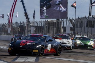 #50 Aston Martin Vantage GT4 of Ross Chouest, Chouest Povoledo Racing, GT America Powered by AWS, GT4, SRO America, GT America, Grand Prix of St. Petersburg, St. Petersburg, FL, February 2022.
 | Brian Cleary/SRO