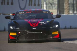 #50 Aston Martin Vantage GT4 of Ross Chouest, Chouest Povoledo Racing, GT America Powered by AWS, GT4, SRO America, GT America, Grand Prix of St. Petersburg, St. Petersburg, FL, February 2022.
 | Brian Cleary/SRO