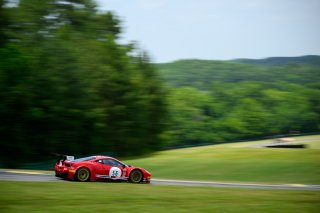 #56 Ferrari 458 Italia GT3 of Andy Pilgrim, SKI Autosports, GT America Powered by AWS, SRO3, SRO America, VIR, Virginia International Rcaeway, Alton, Virginia, June 2022.
 | Fred Hardy/SRO