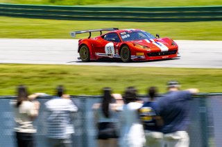 #56 Ferrari 458 Italia GT3 of Andy Pilgrim, SKI Autosports, GT America Powered by AWS, SRO3, SRO America, VIR, Virginia International Rcaeway, Alton, Virginia, June 2022.
 | Brian Cleary/SRO