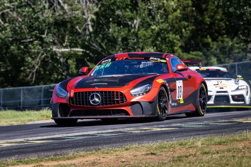 #89 Mercedes-AMG GT4 of Custodio Toledo, RENNtech Motorsports, GT America Powered by AWS, GT4, SRO America, VIR, Virginia International Rcaeway, Alton, Virginia, June 2022.
