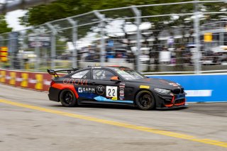 #22 BMW M4 GT4 of Marko Radisic, SRQ Motorsports, GT America Powered by AWS, GT4, SRO America, Nashville street course, Nashville, TN, August 2022, Watkins Glen, NY, July 2022..
 | Brian Cleary/SRO