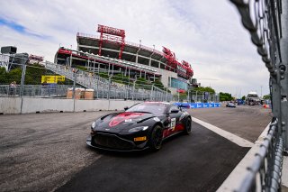 #50 Aston Martin Vantage GT4 of Ross Chouest, Chouest Povoledo Racing, GT America Powered by AWS, GT4, SRO America, Music City Grand Prix, Nashville, Tennesee, August 2022.
 | Fred Hardy | SRO