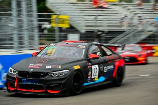 #22 BMW M4 GT4 of Marko Radisic, SRQ Motorsports, GT America Powered by AWS, GT4, SRO America, Music City Grand Prix, Nashville, Tennesee, August 2022.
 | Fred Hardy | SRO