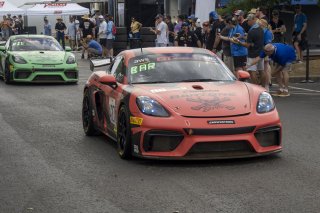 #427 Porsche 718 Cayman GT4 CLUBSPORT MR of Anthony Bartone, Regal Motorsports LLC/Bartone Bros, GT America Powered by AWS, GT4, SRO America, Nashville street course, Nashville, TN, August 2022, Watkins Glen, NY, July 2022..
 | Brian Cleary/SRO