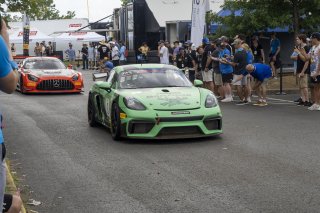 #3 Porsche Cayman GT4 CLUBSPORT-MR of Andy Pilgrim Regal Motorsports LLC/Bartone Bros, GT America Powered by AWS, GT4, SRO America, Nashville street course, Nashville, TN, August 2022, Watkins Glen, NY, July 2022..
 | Brian Cleary/SRO