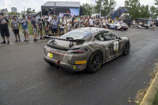 #7 Porsche 718 Cayman GT4 CLUBSPORT MR of Rusty Bittle, Flatrock Motorsports, GT America Powered by AWS, INV, SRO America, Nashville street course, Nashville, TN, August 2022, Watkins Glen, NY, July 2022..
 | Brian Cleary/SRO