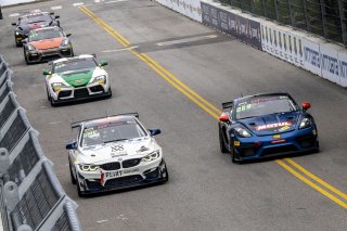#28 BMW M4 GT4 of Rick Uhler, SRQ Motorsports, GT America Powered by AWS, GT4, #99 Porsche 718 Cayman GT4 RS Clubsport of Robb Holland, Rotek Racing, SRO America, Nashville street course, Nashville, TN, August 2022, Watkins Glen, NY, July 2022..
 | Brian Cleary/SRO