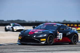 #50 Aston Martin Vantage GT4 of Ross Chouest, Chouest Povoledo Racing, GT America Powered by AWS, GT4, SRO America, Sebring International Raceway, Sebring, FL, September 2022.
 | Fabian Lagunas/SRO             