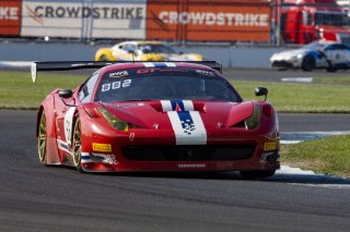 #56 Ferrari 458 Italia GT3 of Andy Pilgrim, SKI Autosports, GT America Powered by AWS, SRO3, SRO America, Indianapolis Motor Speedway, Indianapolis, Indiana, Oct 2022.
 | Brian Cleary/SRO