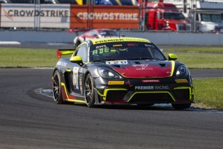 #120 Porsche 718 Cayman GT4 RS Clubsport of Adam Adelson, Premier Racing, GT America Powered by AWS, GT4, SRO America, Indianapolis Motor Speedway, Indianapolis, Indiana, Oct 2022.
 | Brian Cleary/SRO
