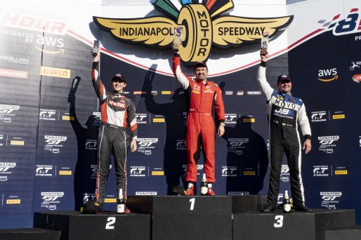 #50 Aston Martin Vantage GT4 of Ross Chouest, Chouest Povoledo Racing, GT America Powered by AWS, GT4, SRO America, Indianapolis Motor Speedway, Indianapolis, Indiana, Oct 2022.
 | Brian Cleary/SRO