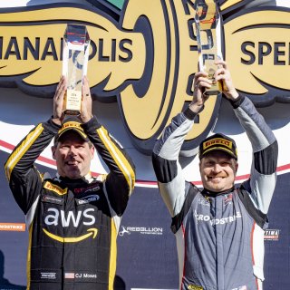 #04 Mercedes-AMG GT3 of George Kurtz, Riley Motorsports, GT America Powered by AWS, SRO3, #58 Audi R8 LMS GT2 of CJ Moses, GMG Racing, GT2, SRO America, Indianapolis Motor Speedway, Indianapolis, Indiana, Oct 2022.
 | Brian Cleary/SRO