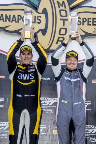 #58 Audi R8 LMS GT2 of CJ Moses, GMG Racing, GT America Powered by AWS, GT2, #04 Mercedes-AMG GT3 of George Kurtz, Riley Motorsports, SRO3, SRO America, Indianapolis Motor Speedway, Indianapolis, Indiana, Oct 2022.
 | Brian Cleary/SRO