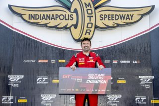 #50 Aston Martin Vantage GT4 of Ross Chouest, Chouest Povoledo Racing, GT America Powered by AWS, GT4, SRO America, Indianapolis Motor Speedway, Indianapolis, Indiana, Oct 2022.
 | Brian Cleary/SRO