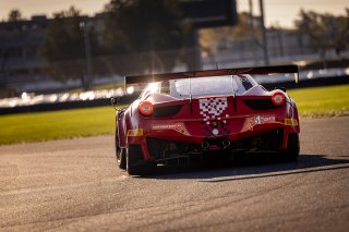 #56 Ferrari 458 Italia GT3 of Andy Pilgrim, SKI Autosports, GT America Powered by AWS, SRO3, SRO America, Indianapolis Motor Speedway, Indianapolis, Indiana, Oct 2022.
 | Regis Lefebure/SRO    