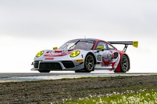 #460 Porsche 911 GT3-R (991.ii) of Andy Wilzoch, Flying Lizard Motorsports, GT America Powered by AWS, SRO3, SRO America, Sonoma Raceway, Sonoma, CA, April 2023.
 | Brian Cleary/SRO