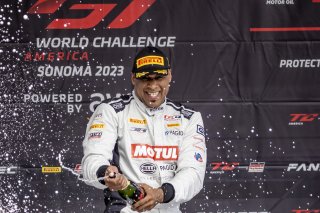 #099 Porsche 718 Cayman GT4 RS Clubsport of Robb Holland, Rotek Racing, GT America Powered by AWS, GT4, SRO America, Sonoma Raceway, Sonoma, CA, April 2023. | Brian Cleary/SRO