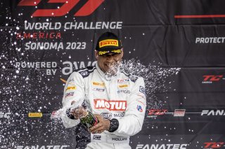 #099 Porsche 718 Cayman GT4 RS Clubsport of Robb Holland, Rotek Racing, GT America Powered by AWS, GT4, SRO America, Sonoma Raceway, Sonoma, CA, April 2023. | Brian Cleary/SRO