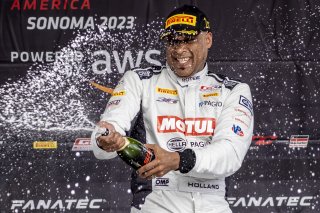 #099 Porsche 718 Cayman GT4 RS Clubsport of Robb Holland, Rotek Racing, GT America Powered by AWS, GT4, SRO America, Sonoma Raceway, Sonoma, CA, April 2023. | Brian Cleary/SRO