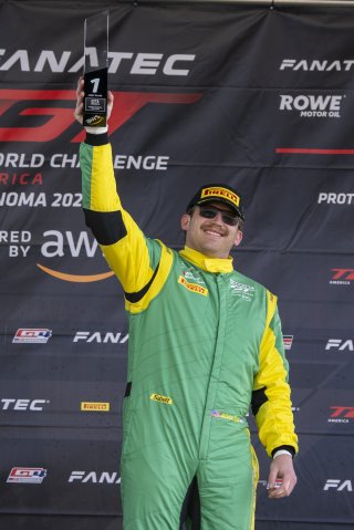 #120 Porsche 911 GT3-R (991.ii) of Adam Adelson, Wright Motorsports, GT America Powered by AWS, SRO3, SRO America, Sonoma Raceway, Sonoma, CA, April 2023.
 | Brian Cleary/SRO