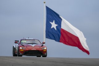 #50 Aston Martin Vantage GT4 of Ross Chouest, Chouest Povoledo Racing, GT America Powered by AWS, GT4, SRO America, Circuit of the Americas, Austin TX, May 2023.
 | Brian Cleary/SRO
