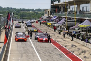 #04 Mercedes-AMG GT3 of George Kurtz, Crowdstrike by Riley, GT America Powered by AWS, SRO3, #56 Ferrari 458 Italia of Johnny O'Connell, SKI Autosports, SRO America, Circuit of the Americas, Austin TX, May 2023.
 | Brian Cleary/SRO