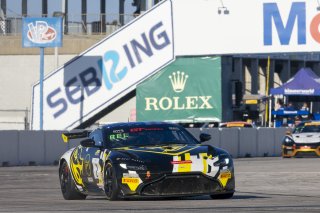 #2 Aston Martin Vantage AMR GT4 of Jason Bell, Flying Lizard Motorsports, GT America Powered by AWS, GT4, SRO America, Sebring International Raceway, Sebring, FL, September 2023.
 | Brian Cleary/SRO