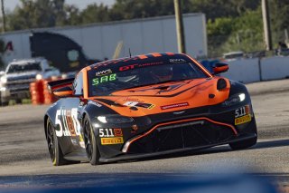 #8 Aston Martin Vantage AMR GT4 of Elias Sabo, Flying Lizard Motorsports, GT America Powered by AWS, GT4, SRO America, Sebring International Raceway, Sebring, FL, September 2023.
 | Brian Cleary/SRO