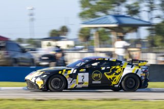 #2 Aston Martin Vantage AMR GT4 of Jason Bell, Flying Lizard Motorsports, GT America Powered by AWS, GT4, SRO America, Sebring International Raceway, Sebring, FL, September 2023.
 | Brian Cleary/SRO