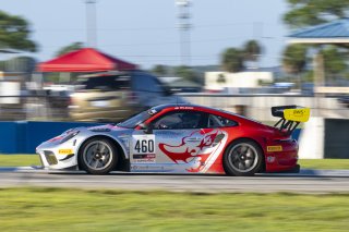 #460 Porsche 911 GT3-R (991.ii) of Andy Wilzoch, Flying Lizard Motorsports, GT America Powered by AWS, SRO3, SRO America, Sebring International Raceway, Sebring, FL, September 2023.
 | Brian Cleary/SRO