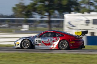 #460 Porsche 911 GT3-R (991.ii) of Andy Wilzoch, Flying Lizard Motorsports, GT America Powered by AWS, SRO3, SRO America, Sebring International Raceway, Sebring, FL, September 2023.
 | Brian Cleary/SRO