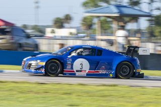 #3 Audi R8-LMS of Johnny O'Connell. SKI Autosports, GT America Powered by AWS, SRO3, SRO America, Sebring International Raceway, Sebring, FL, September 2023.
 | Brian Cleary/SRO