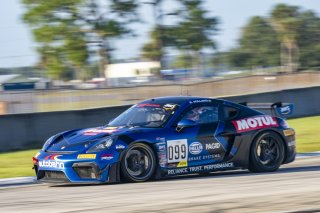 #099 Porsche 718 Cayman GT4 RS Clubsport of Robb Holland, Rotek Racing, GT America Powered by AWS, GT4, SRO America, Sebring International Raceway, Sebring, FL, September 2023.
 | Brian Cleary/SRO