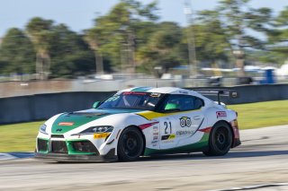 #21 Toyota Gazoo Racing GR Supra GT4 of Nicholas Shanny, Carrus Callas Raceteam, GT America Powered by AWS, GT4, SRO America, Sebring International Raceway, Sebring, FL, September 2023.
 | Brian Cleary/SRO